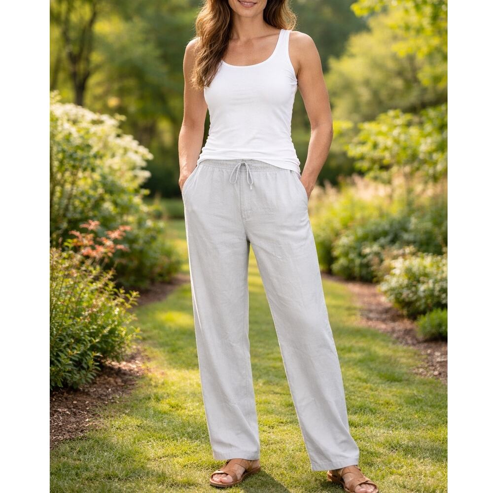 Cos Wide Leg Linen Drawstring Pants Womens Large Pull On Casual Lightweight